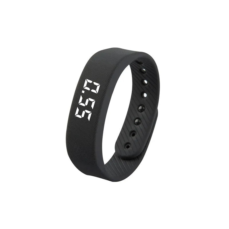 3D smart sports pedometer bracelet with 1.8 inch screen, silicone wristband, black colour