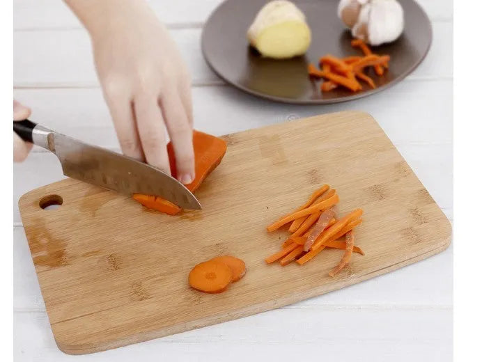 Moso bamboo square kitchen cutting board, 28x17x1 cm, antibacterial surface for vegetable chopping