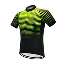 Neon yellow cycling jersey with full-length zip and reflective bats below pockets, flat lay
