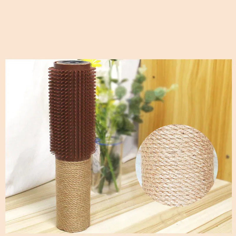 Brown sisal fibre cat scratching post standing 30cm tall