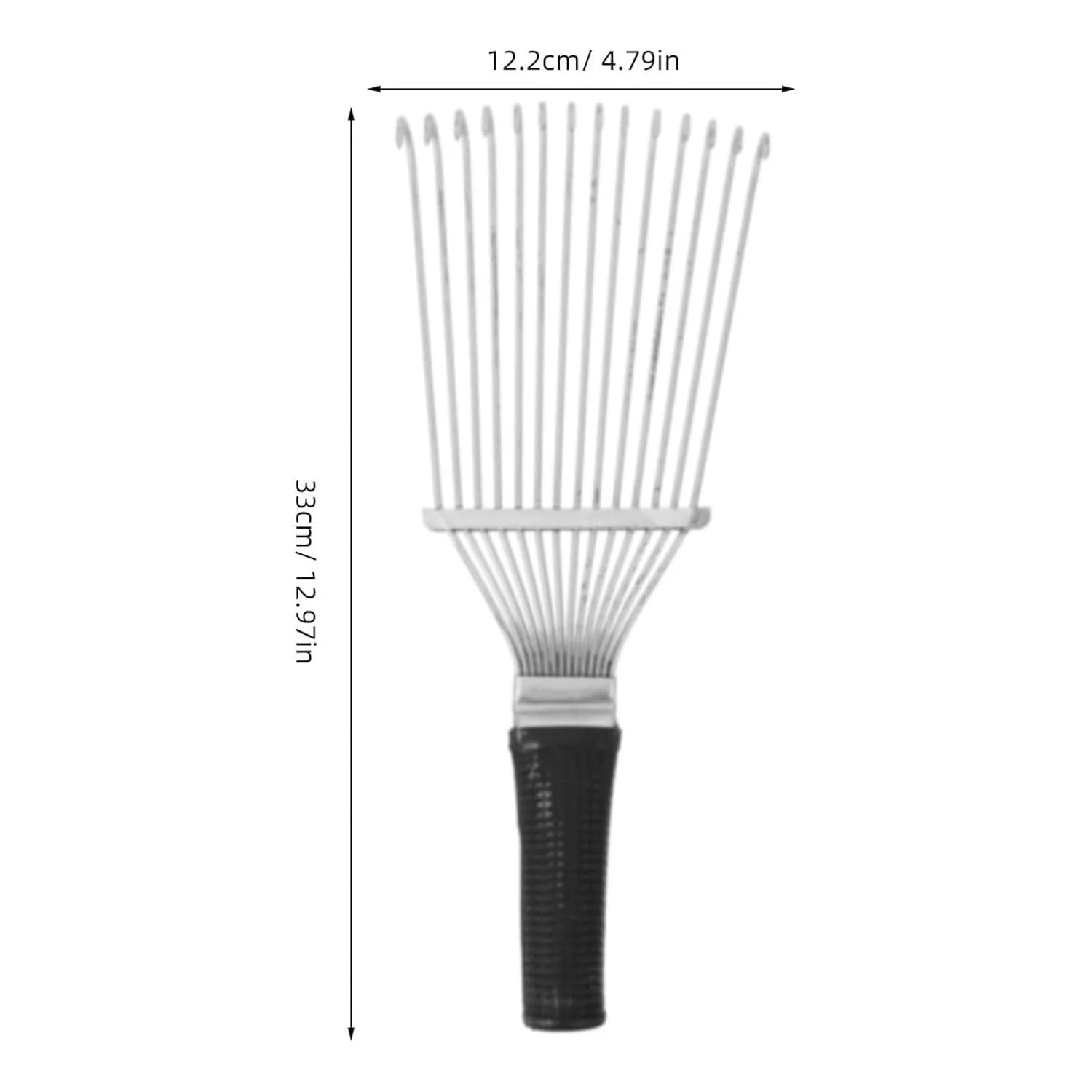 Black stainless steel pet grooming comb rake tool, 33cm long, for horses and dogs