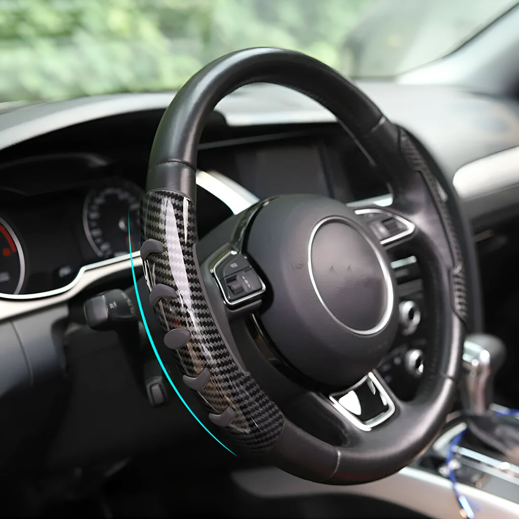 Carbon fibre black steering wheel anti-skid sleeve with 38cm diameter for universal car fit