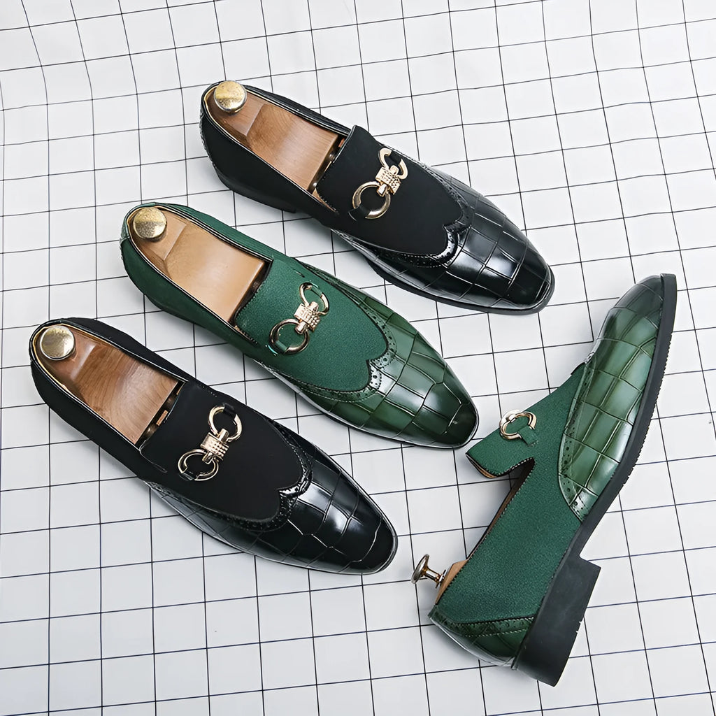 Korean style men's black pointed toe business casual shoes with artificial PU leather upper and rubber sole