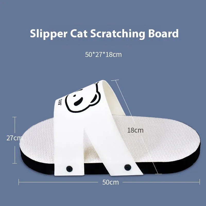 White corrugated paper cat scratch board with slipper style design for feline claw care