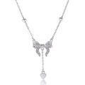 S925 silver butterfly heart necklace with adjustable O-ring chain