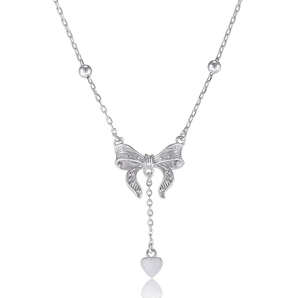 S925 silver butterfly heart necklace with adjustable O-ring chain