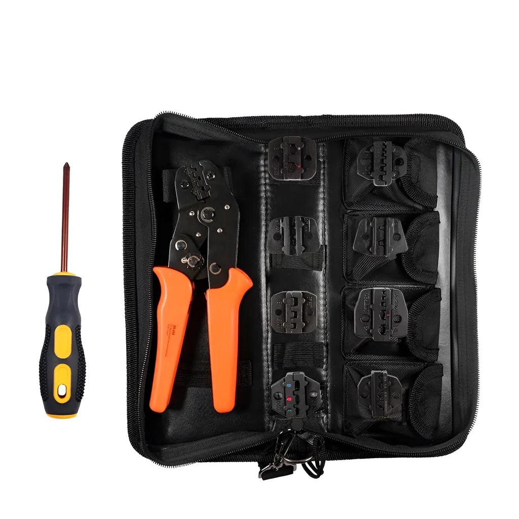SN-48B portable high carbon steel crimping pliers set with four pairs of pliers and a wire crimper.