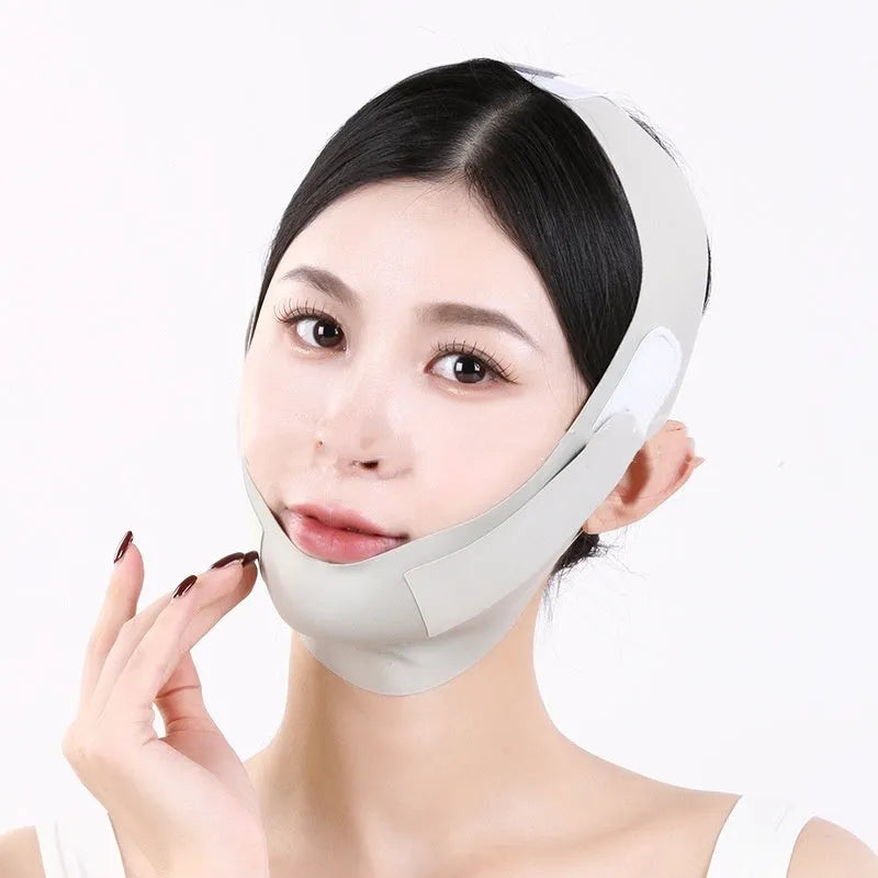 Small V face shaping mask for facial lifting and anti-sagging support in breathable fabric