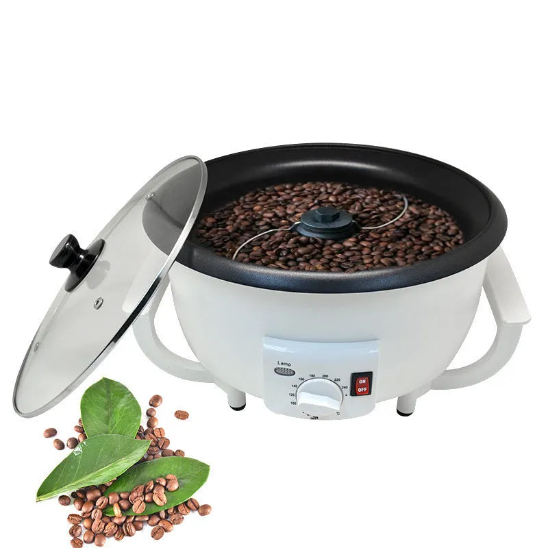 White coffee bean roasting machine with 750g capacity and 225mm base