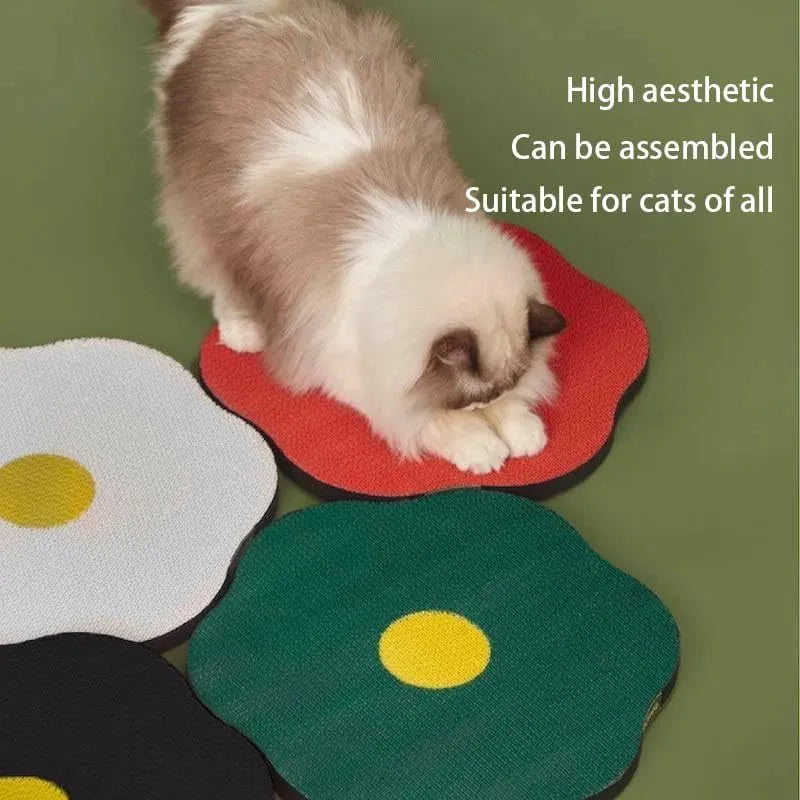 Wall mounted corrugated cat scratching board in grey colour with removable adhesive backing