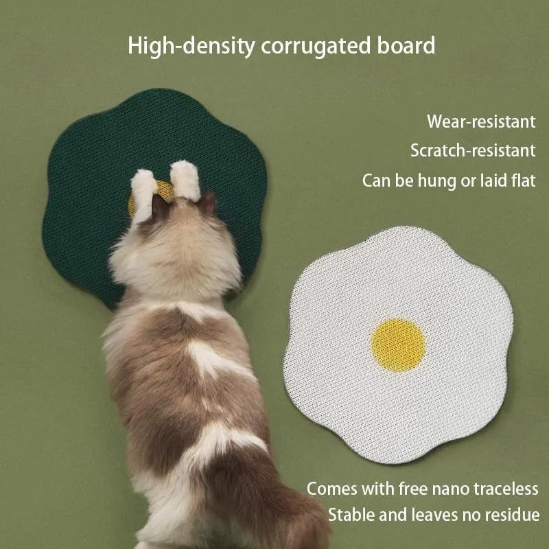 Wall mounted corrugated cat scratching board in grey colour with removable adhesive backing