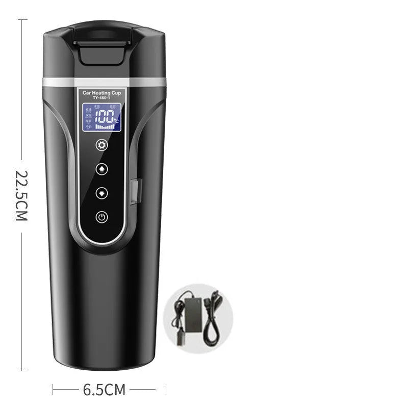 Portable car bottle smart touch digital display insulated cup with 400ml capacity for heating water black and white options