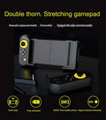 Ipega PG9167 wireless Bluetooth game controller in black ABS plastic with telescopic bracket extended, holding a smartphone for mobile gaming