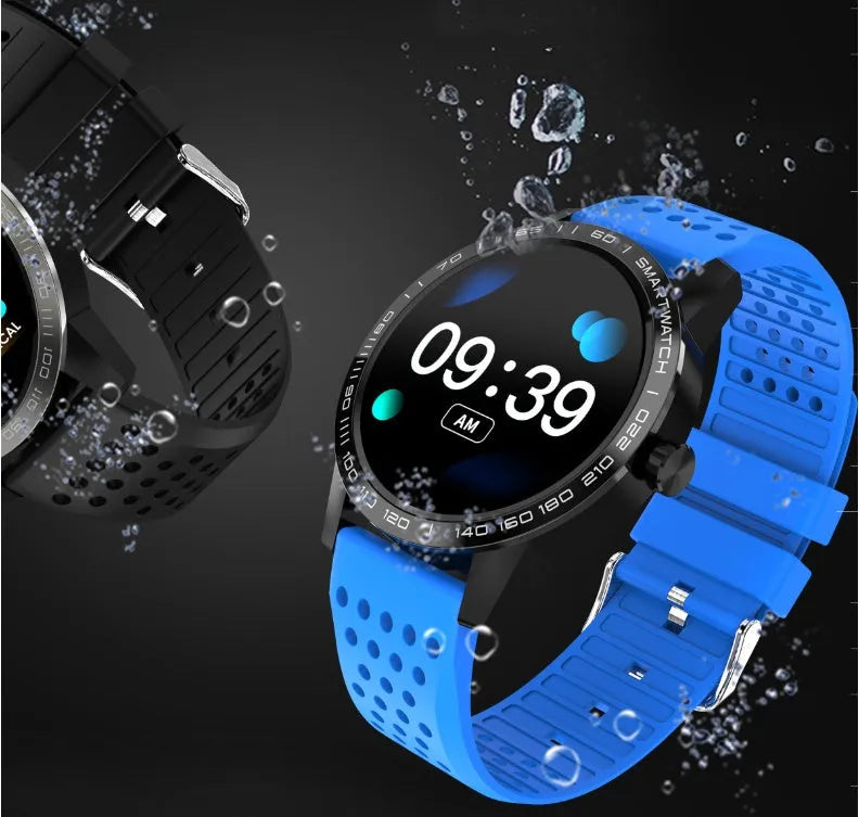 Black smart bracelet with 1.3-inch colour screen showing heart rate monitoring display