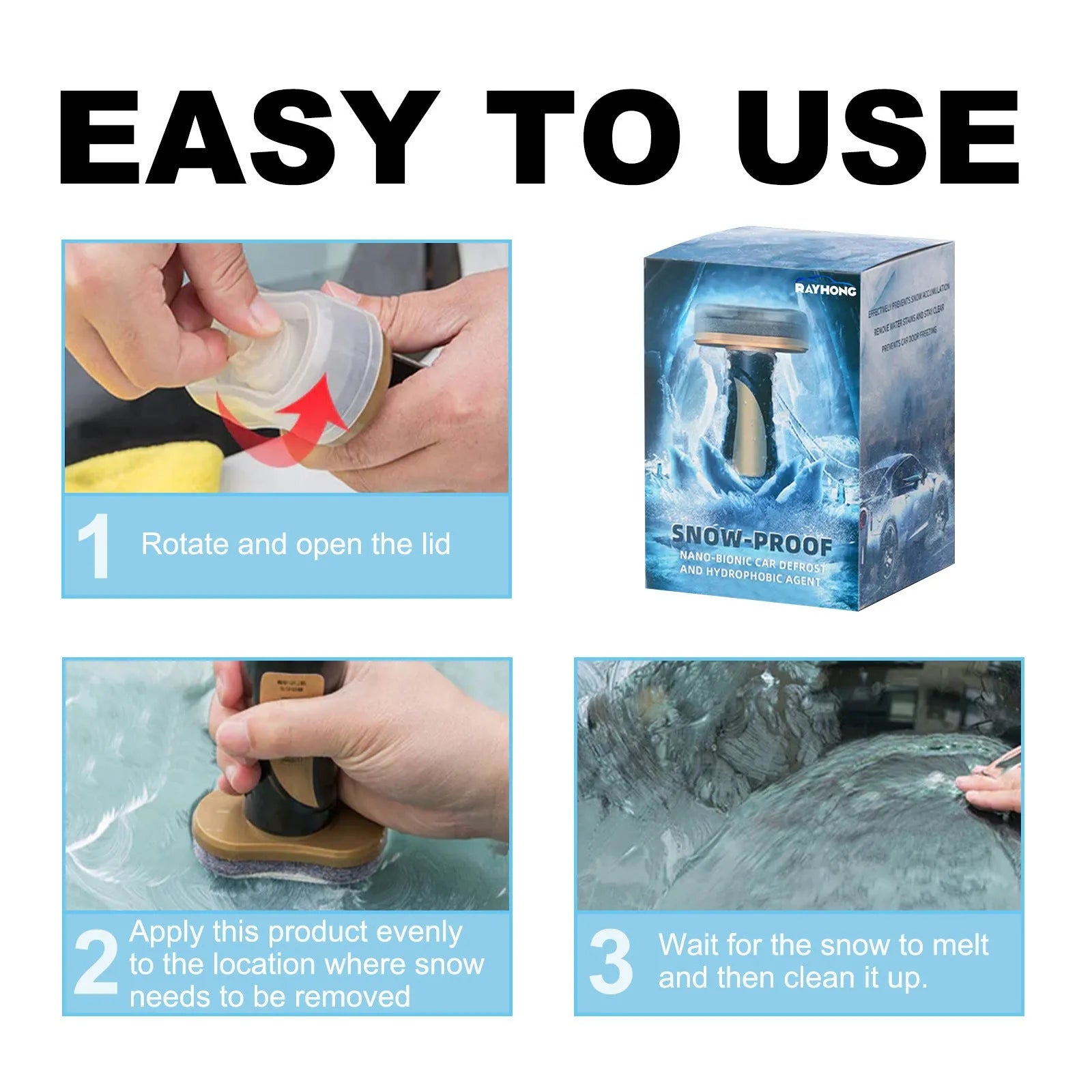 Hydrophobic nano coating car snow brush with PE construction measuring 5x9x14cm