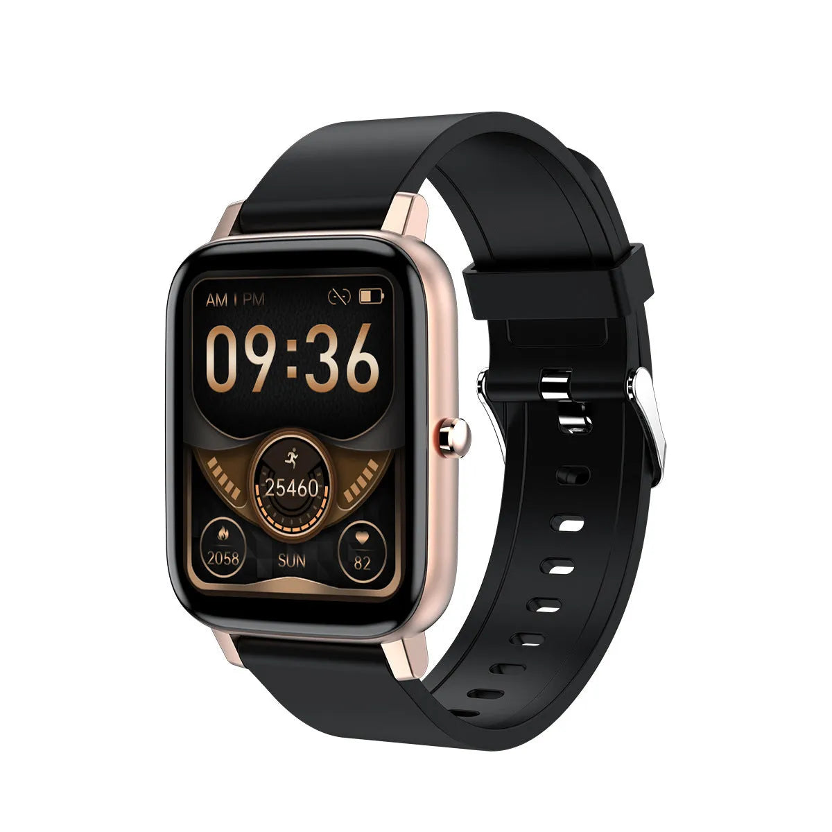 H80 fashion sports smart watch with black silicone strap showing health metrics on screen.