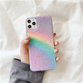 Gradient rainbow TPU protective phone case with stripe pattern for iPhone models