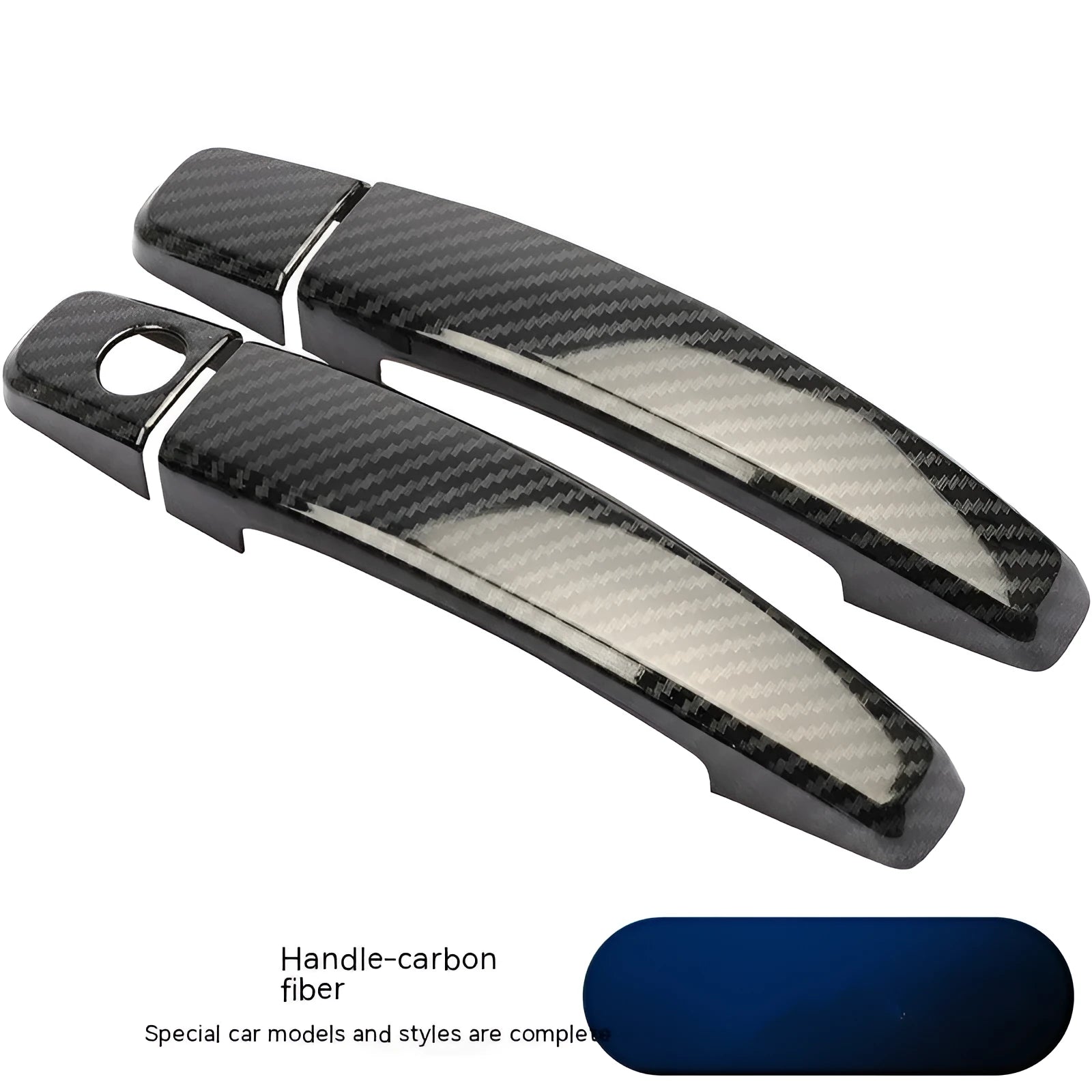 Carbon fibre pattern door handle cover for Opel Vauxhall Astra H and J car interior.