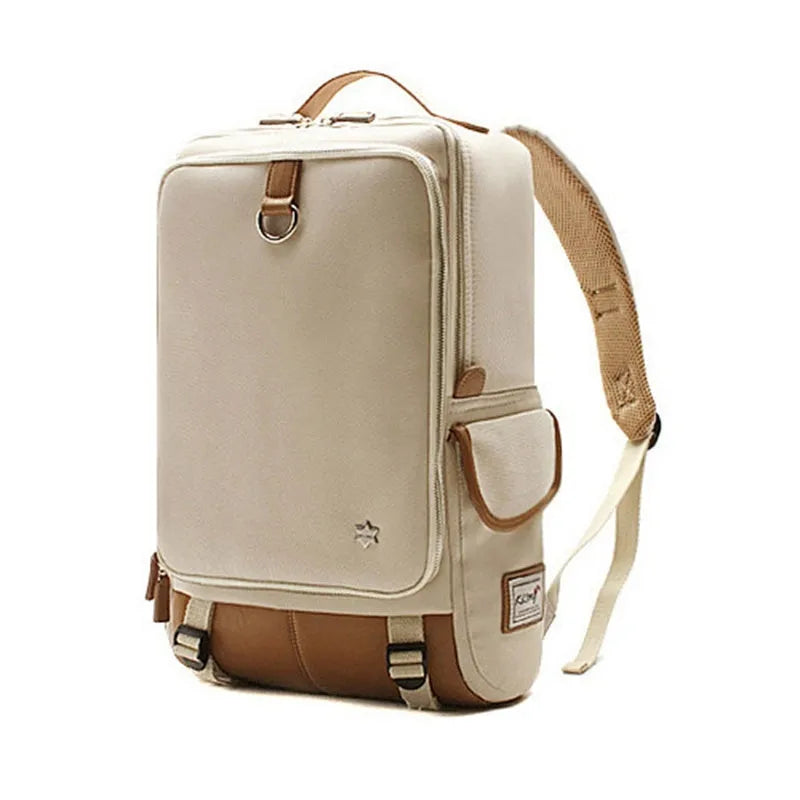 Men's modern Korean-style backpack in Oxford cloth, shown in Army Green colour, displaying its large capacity and adjustable straps.