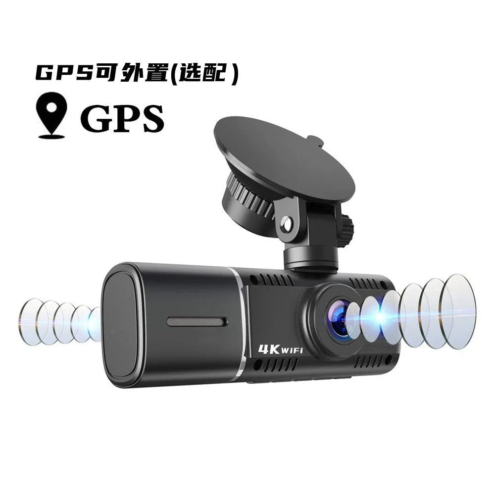Standard black car dash camera for front and rear recording with a 1.5-inch screen