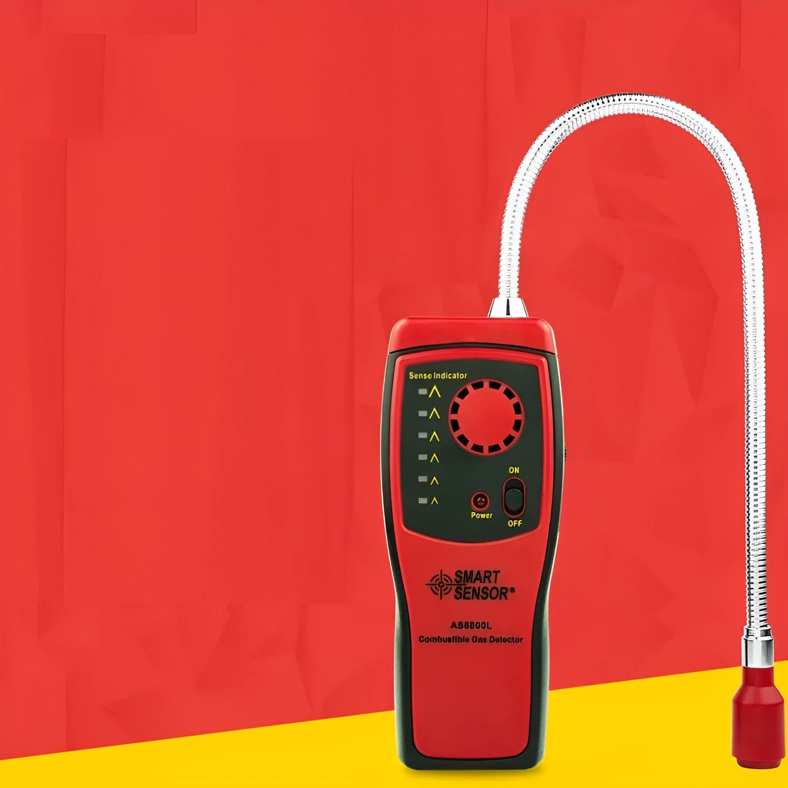 AS8800L portable flammable gas detector with LED alarm lights and compact handheld design