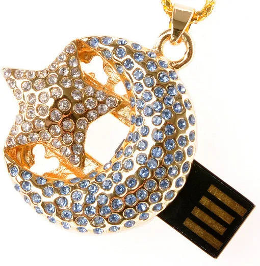 Silver heart-shaped metal USB flash drive on a white background.