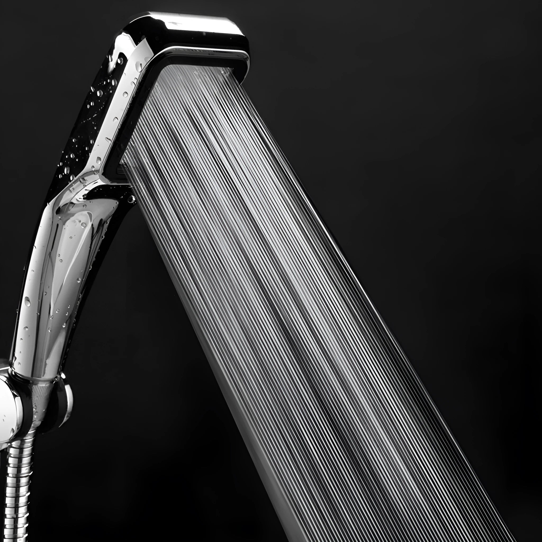 Orange hand-held pressurised shower set with rain function shower head and multiple components
