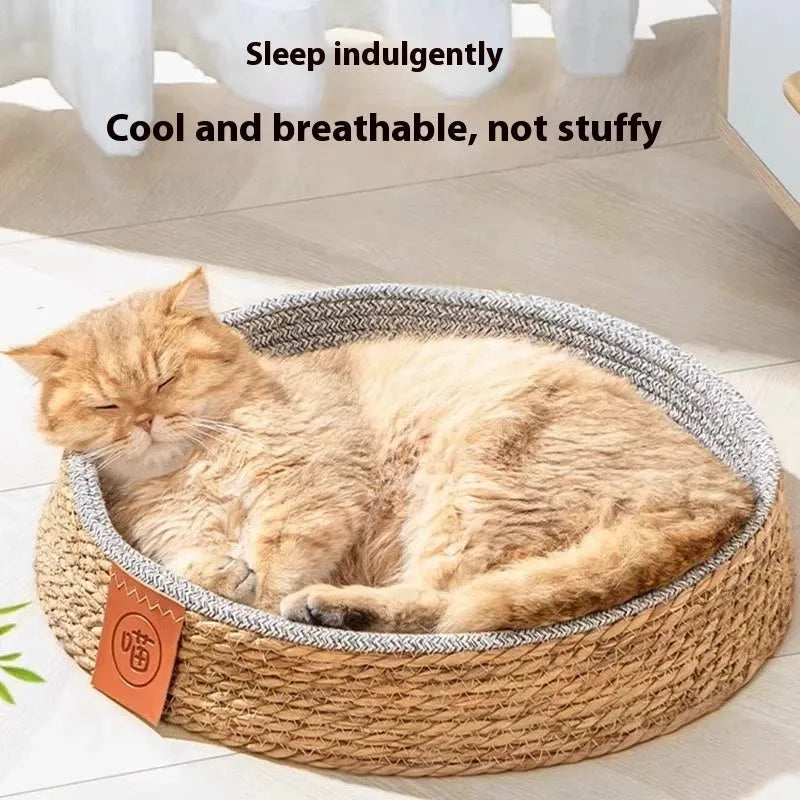 Rattan woven cat nest for small, medium, large, or extra-large cats.