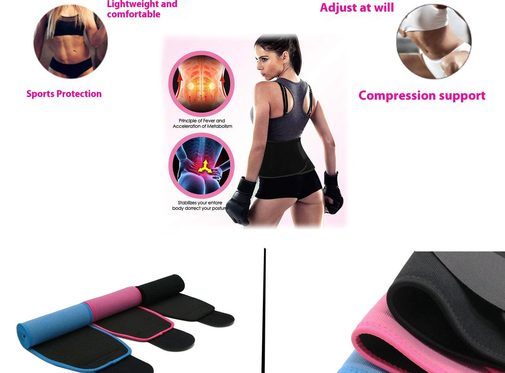 Fitness lumbar support belt in neoprene with adjustable strap for gym workouts