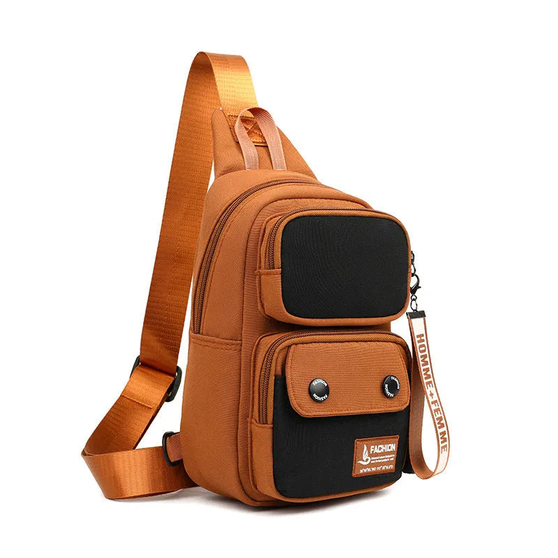 Outdoor nylon crossbody shoulder bag in three colour options with contrast detailing