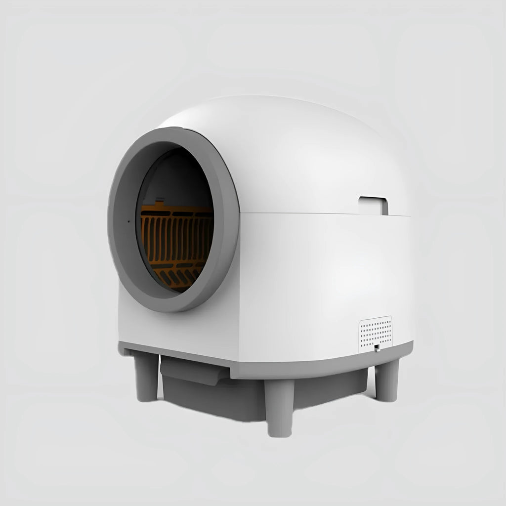 White automatic enclosed cat litter box with ABS plastic construction