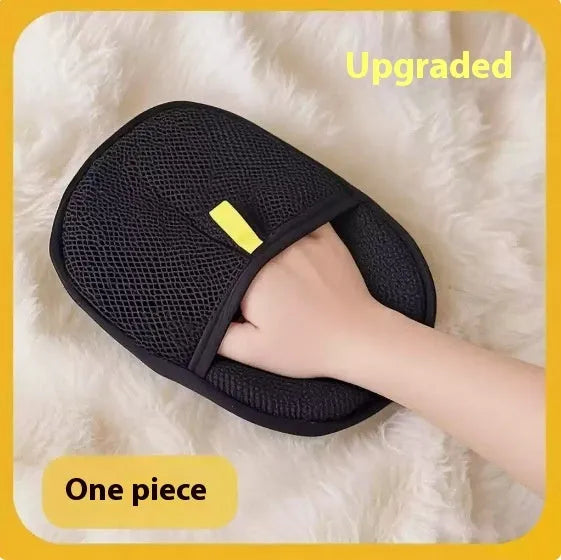 Black pet hair removal gloves with silicone bristles for dog and cat grooming