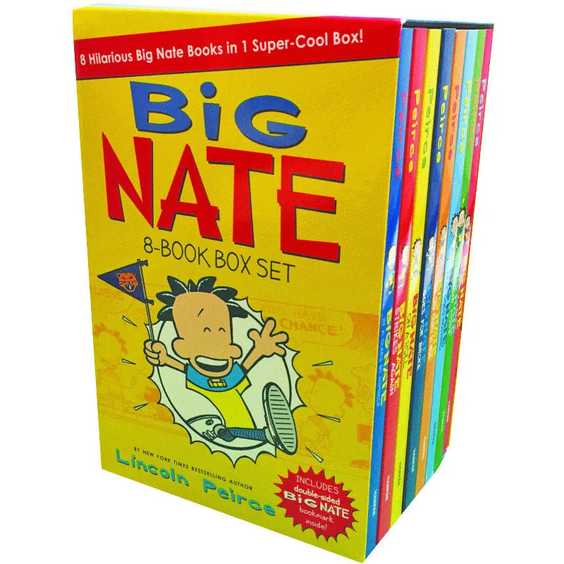 Big Nate 8-book box set cardboard cover with cartoon illustrations of Nate Wright