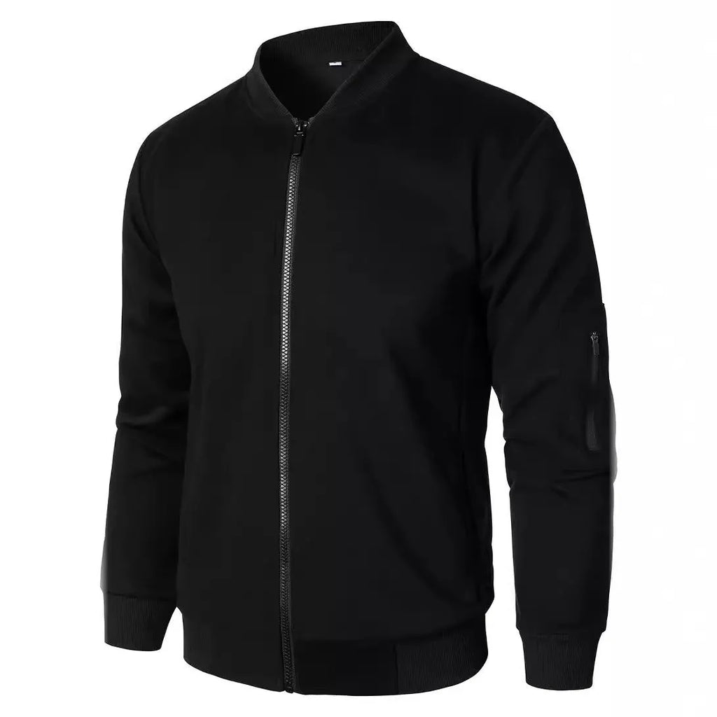 Men's loose fit knitted cotton jacket in light business style on a hanger
