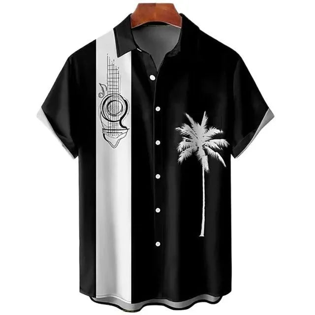 Men's slim fit short sleeve shirt with 3D floral digital printing in various colour options
