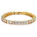 Men's silver geometric charm bracelet with a single row of sparkling clear rhinestones on a link chain.