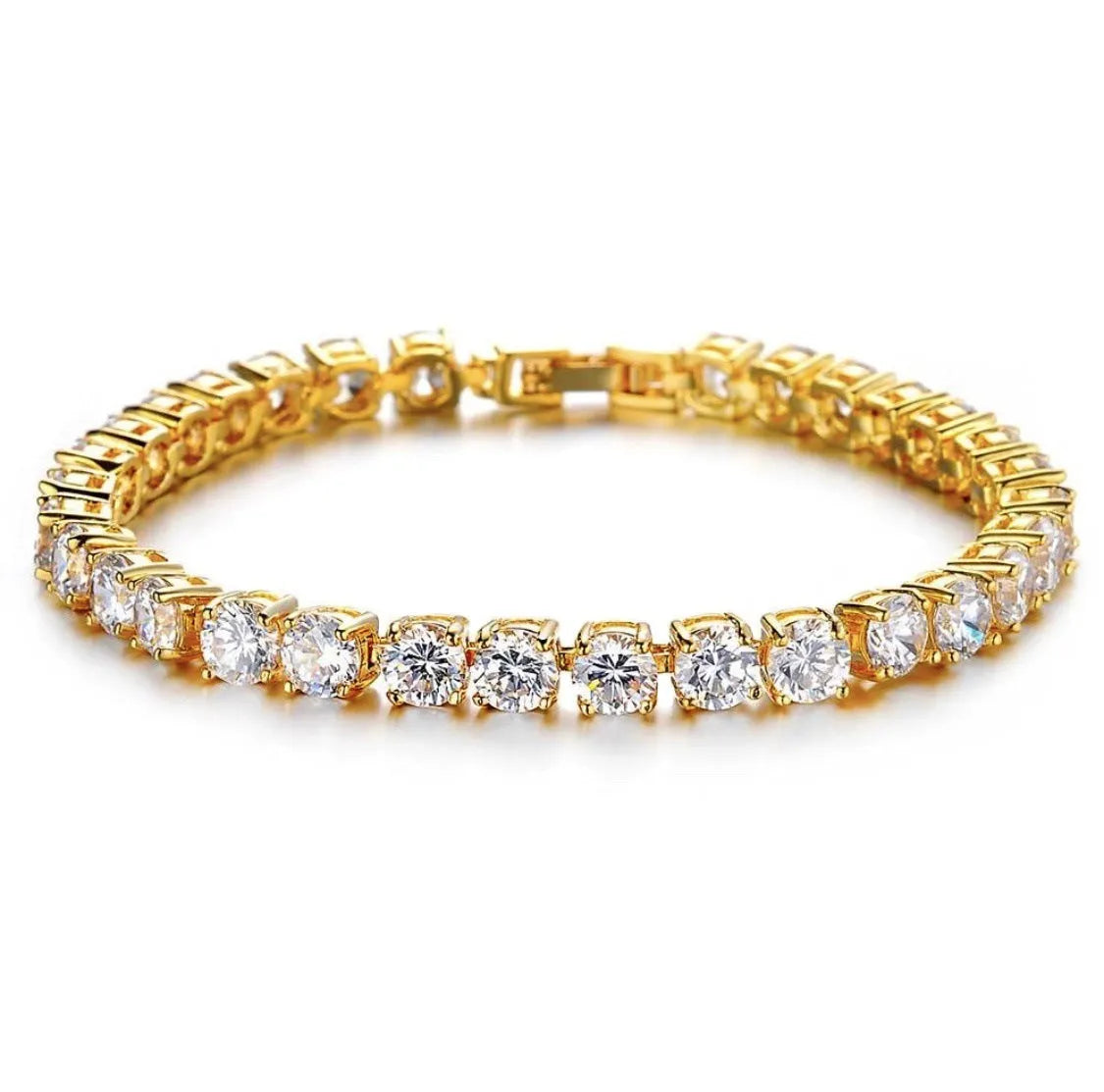 Men's silver geometric charm bracelet with a single row of sparkling clear rhinestones on a link chain.
