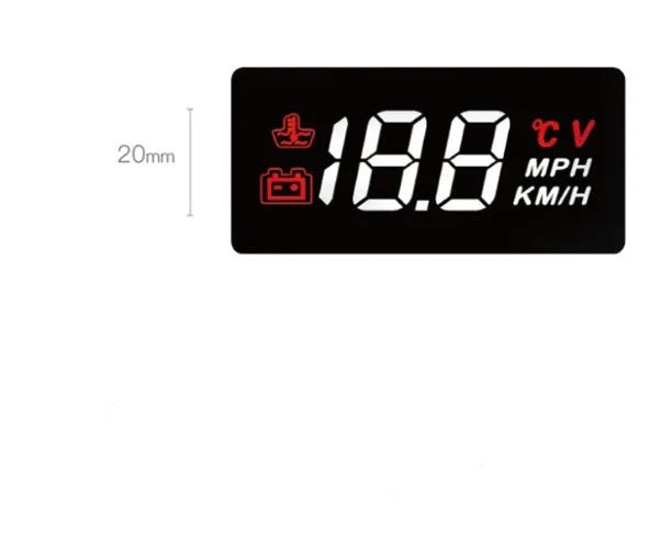 A100 OBD II head up display projecting vehicle speed on windscreen, with white or green light option