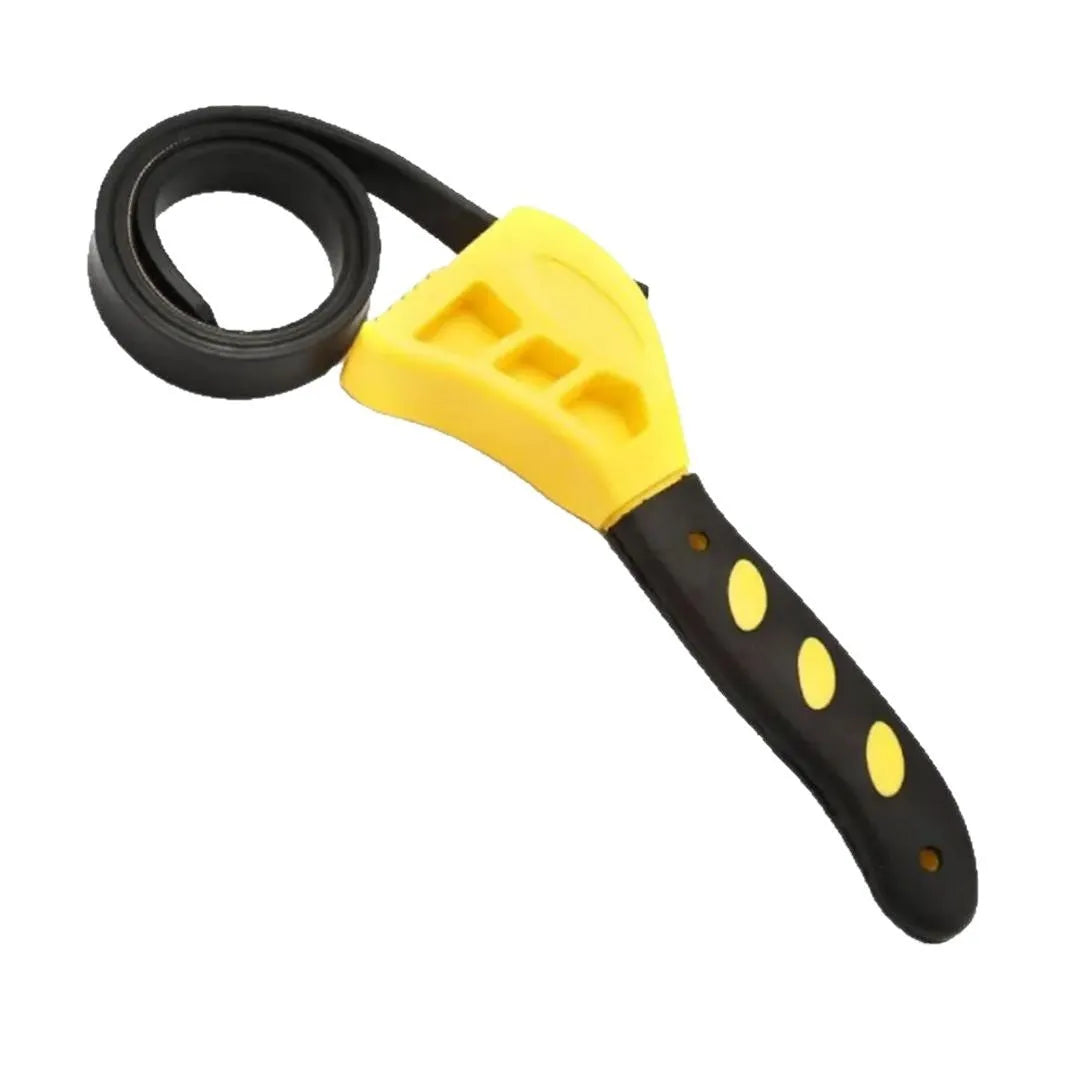 6-inch and 8-inch adjustable rubber strap wrench with plastic handle on a white background.