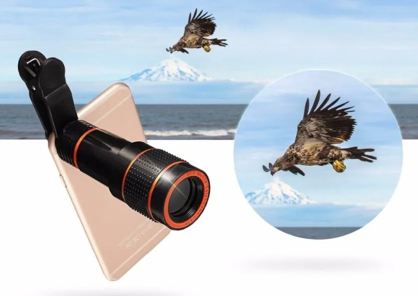 12-in-1 photography kit for smartphone with 8X zoom telephoto lens, tripod, and clips
