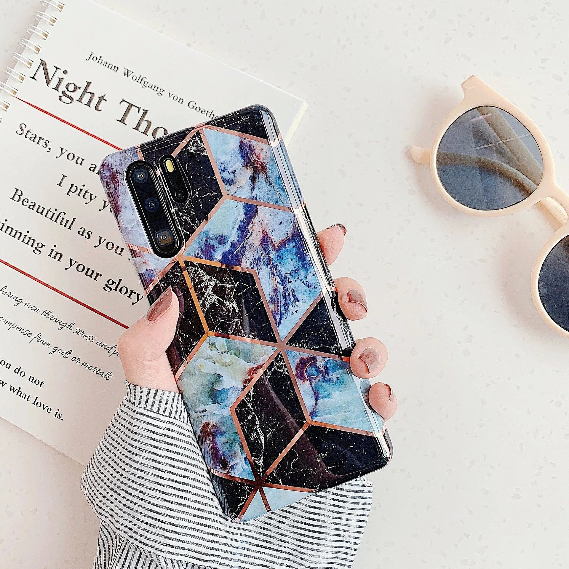 Electroplated marble pattern TPU phone case for Huawei and Samsung smartphones