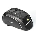 Waterproof bicycle back rack bag 8L PU leather in black and yellow mounted on bike rear rack