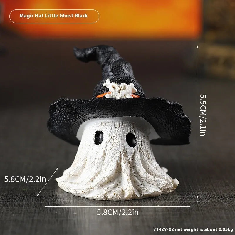 Resin wizard hat Halloween ornament in purple and black colour options.
