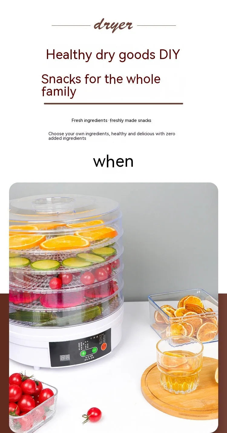 White five-layer household fruit dehydrator with British plug for drying food