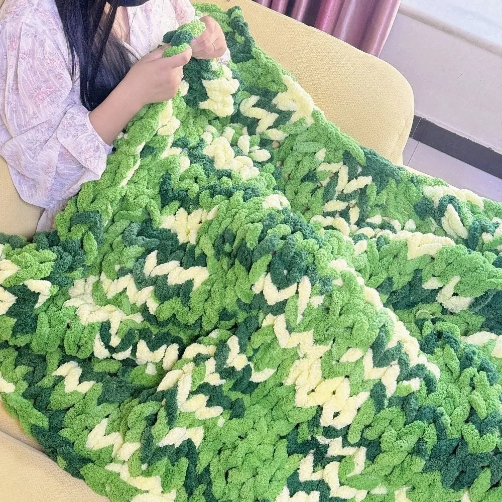 Coarse yarn chenille knitted braided gravity blanket in modern simplicity style, showing textured velvet surface.