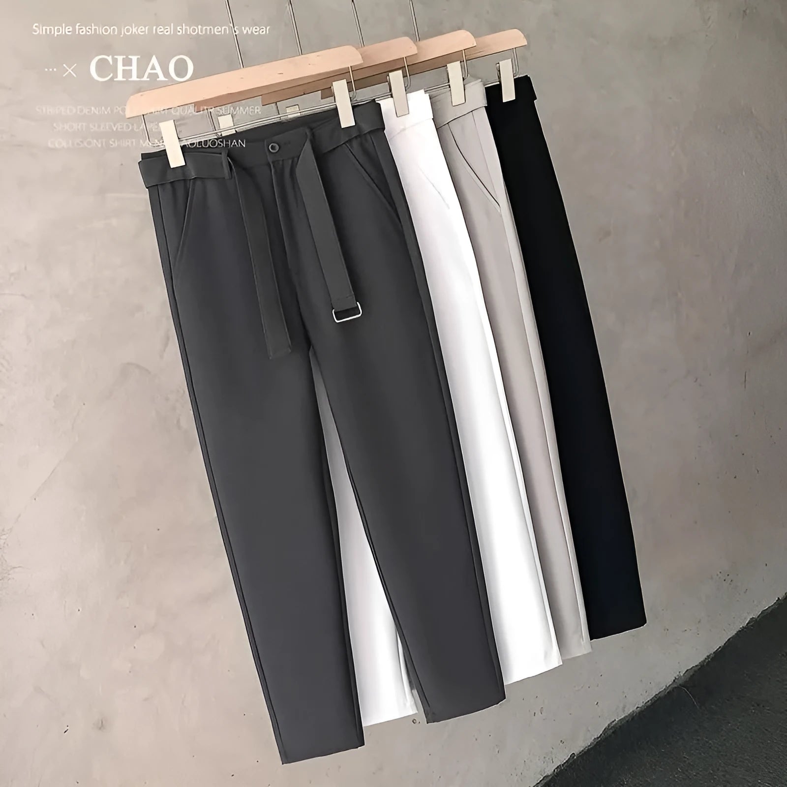Boys slim straight trousers in wool-blend fabric showing tapered leg styling and straight leg opening