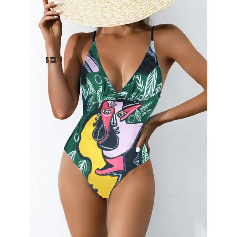 Women's plus size backless one-piece swimsuit in solid colour with high elasticity spandex construction