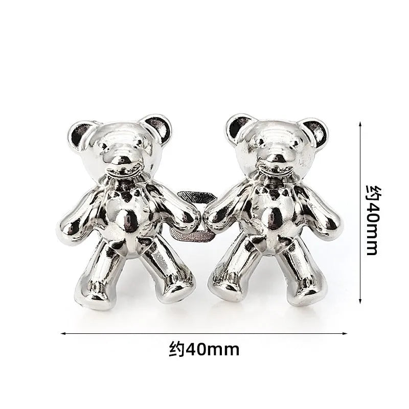 Cute bear alloy waist clip fastener for trousers, 40mm x 27mm, available in multiple colours