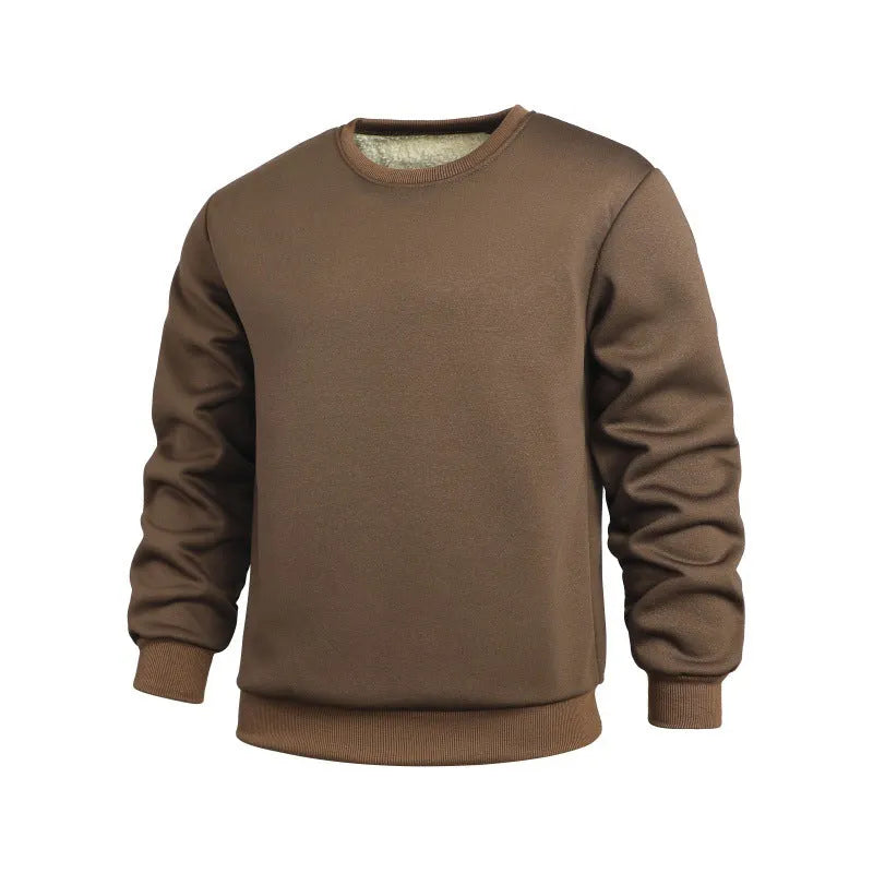 Thickened winter sports men's sweatshirt with rabbit hair fabric in loose fit, available in multiple colours