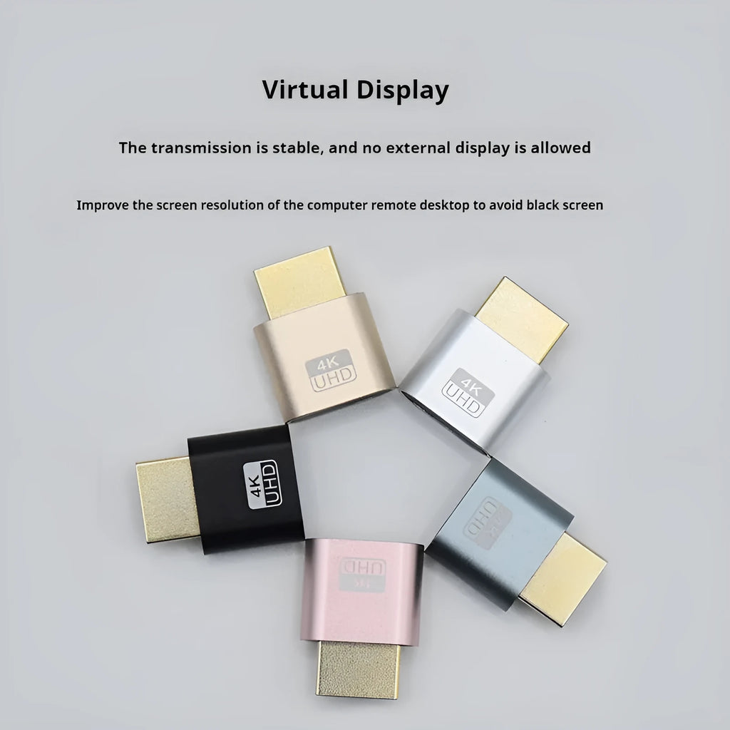 Graphics card HDMI virtual display adapter with 26.5mm plug in multiple metallic finishes